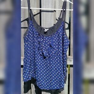 Floral Tank Top in Blue and Charcoal Gray Colors by Aeropostale